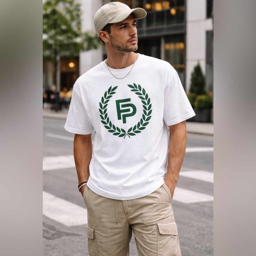 Flint Park White Logo Graphic T-Shirt Green Laurel FP Tee NWT